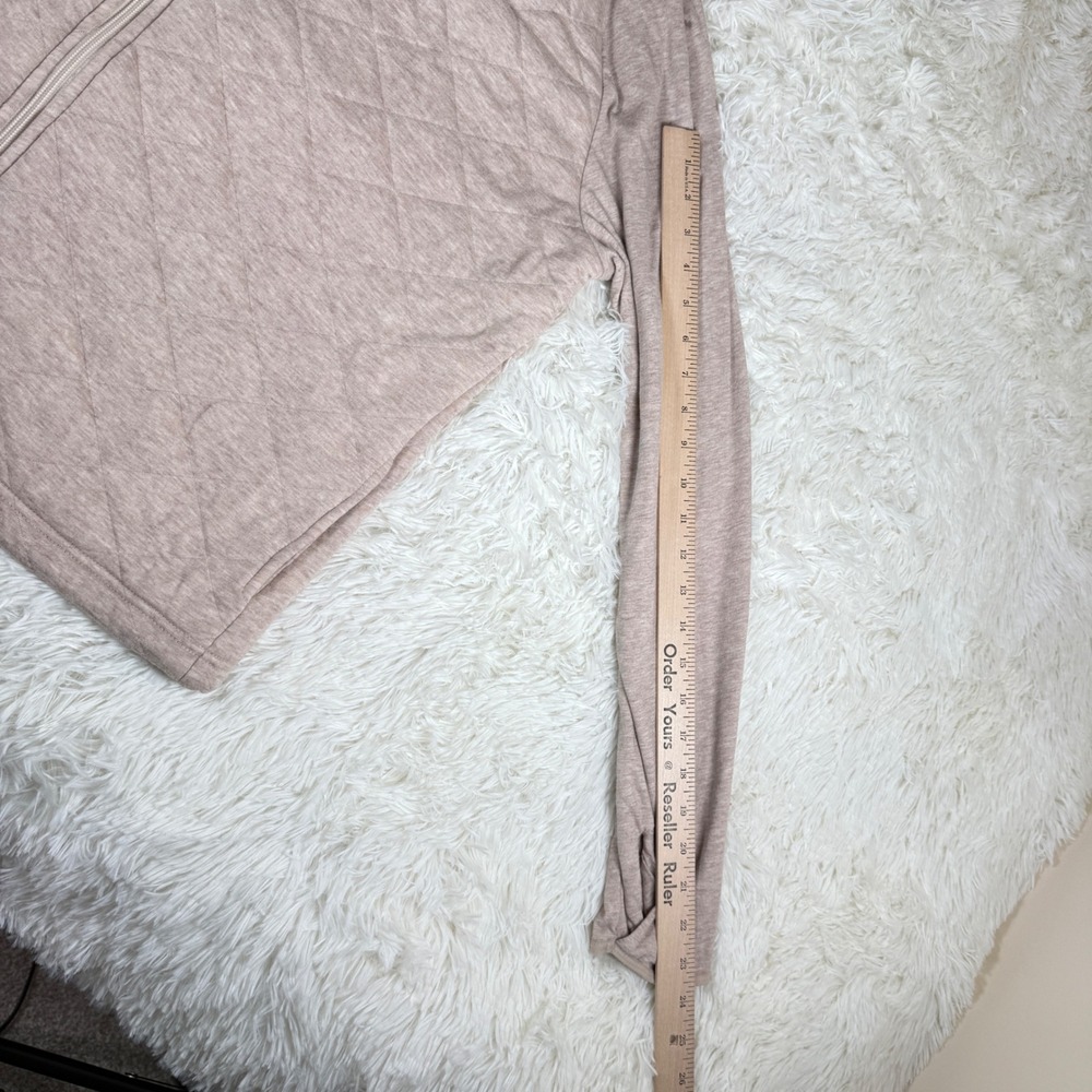 UGG Women's Quilted Asymmetrical Kay Zip Hoodie Jacket Sherpa Tan Size Large - Picture 6 of 12